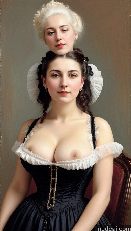 ai nude image of there are two women in dresses that are posing for a picture pics of Busty Perfect Boobs Pubic Hair White Hair Painting Victorian Hairy Women