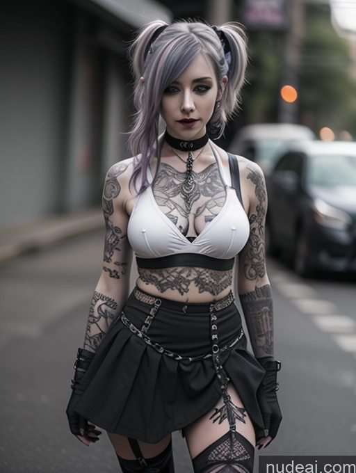 related ai porn images free for Perfect Boobs Beautiful Tattoos Busty Perfect Body Fairer Skin Muscular Ponytail Gothic Punk Girl Choker Fishnet Crop Top Micro Skirt Purple Hair 20s