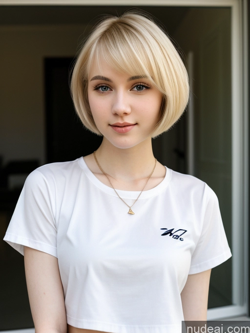 related ai porn images free for Beautiful Fairer Skin 18 Blonde Short Hair Sorority Russian Close-up View Shirt