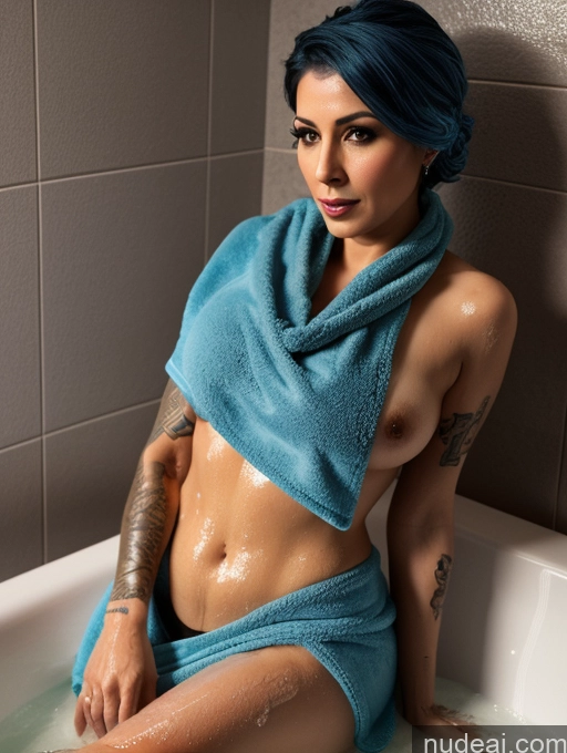 related ai porn images free for Milf One Perfect Boobs Tattoos 30s Seductive Blue Hair Long Hair Arabic 3d Bathroom Front View Bathing Dark Lighting Towel