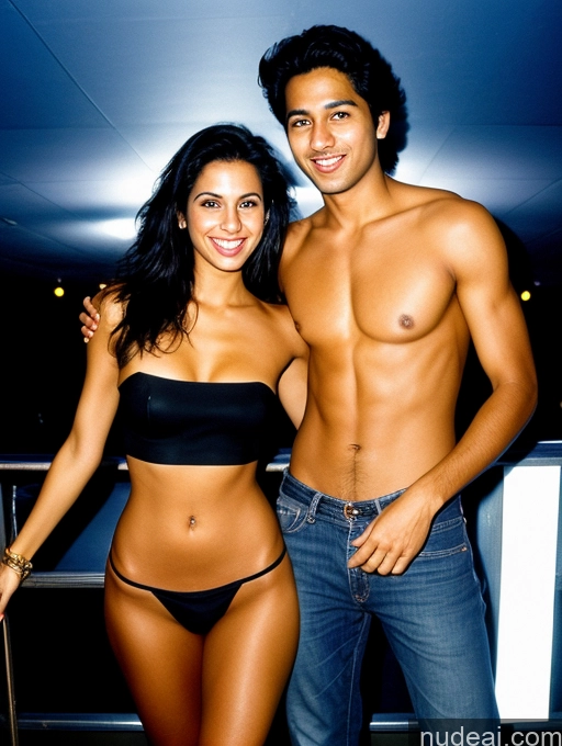 related ai porn images free for Perfect Body 30s Happy Film Photo Front View Topless Woman + Man Two Jeans Black Hair Straight Indian Club