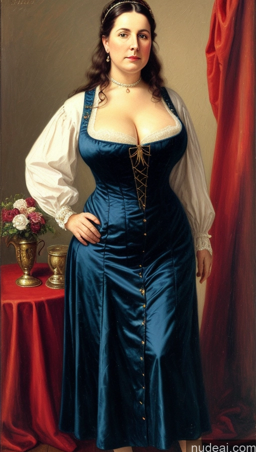 ai nude image of arafed woman in a blue dress with a white blouse and a red table pics of Busty Perfect Boobs Pubic Hair Painting Medieval Victorian Hairy Women Milf Two Long Legs Fat 50s Long Hair British Front View Traditional Cleavage