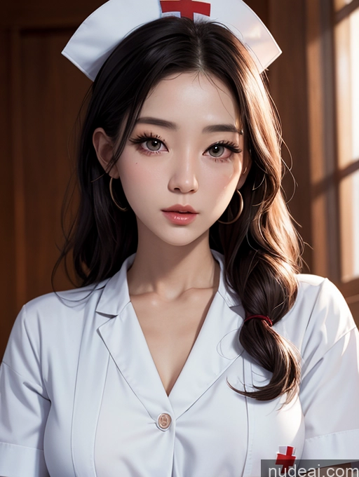 ai nude image of arafed woman in a white nurse uniform posing for a picture pics of Korean Perfect Boobs Nurse