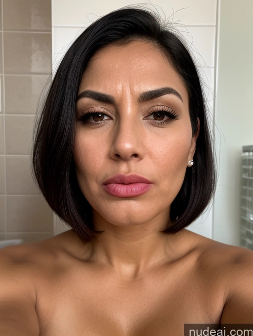 related ai porn images free for Close-up View Seductive Serious Sad Sexy Face Shocked Laughing Busty Tanned Skin Jewish Black Hair Bobcut Bathroom Milf Pouting Lips 20s Angry