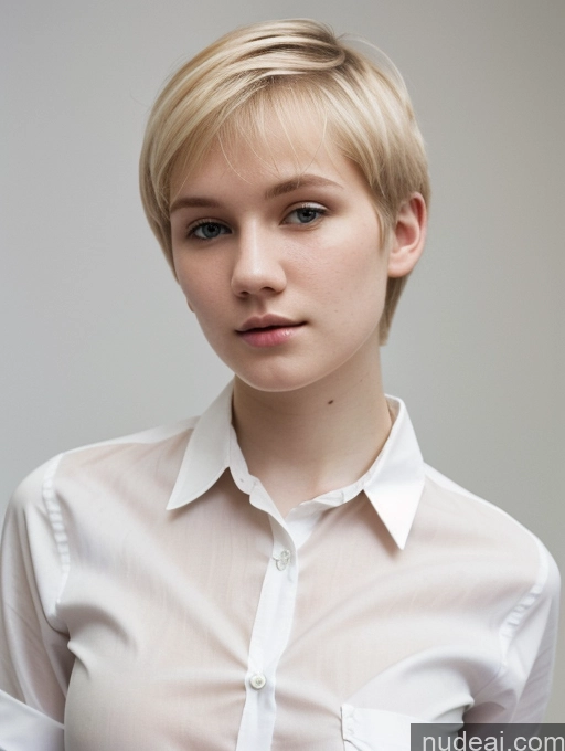 related ai porn images free for Woman Beautiful Fairer Skin 18 Blonde Short Hair Russian Close-up View Shirt