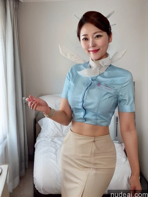 Perfect Boobs Big Hips Pubic Hair 50s Happy Brunette Pixie White Bedroom Sexy Face Full Frontal Wife Or Girlfriend Stewardess Uniform