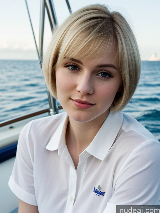 related ai porn images free for Woman Beautiful Fairer Skin 18 Blonde Russian Close-up View Shirt Short Hair Yacht