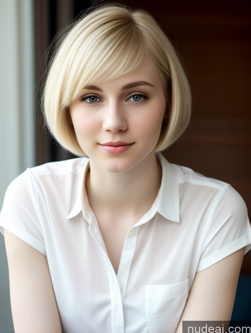 related ai porn images free for Woman Beautiful Fairer Skin 18 Blonde Short Hair Russian Close-up View Shirt