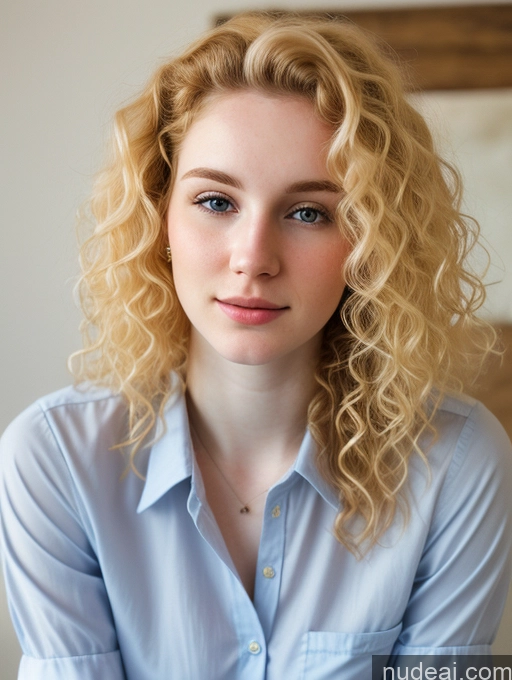 related ai porn images free for Woman Beautiful Fairer Skin 18 Blonde Russian Close-up View Shirt Curly Hair