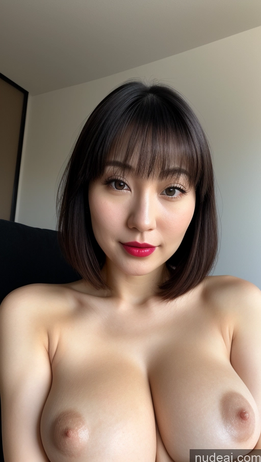 related ai porn images free for Woman One Huge Boobs Beautiful Lipstick Fairer Skin 30s Black Hair Bobcut Japanese Close-up View Detailed Simple