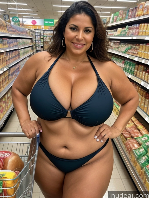 related ai porn images free for Milf One Busty Huge Boobs Tanned Skin 50s Front View Microkini Thong Grocery Latina Chubby