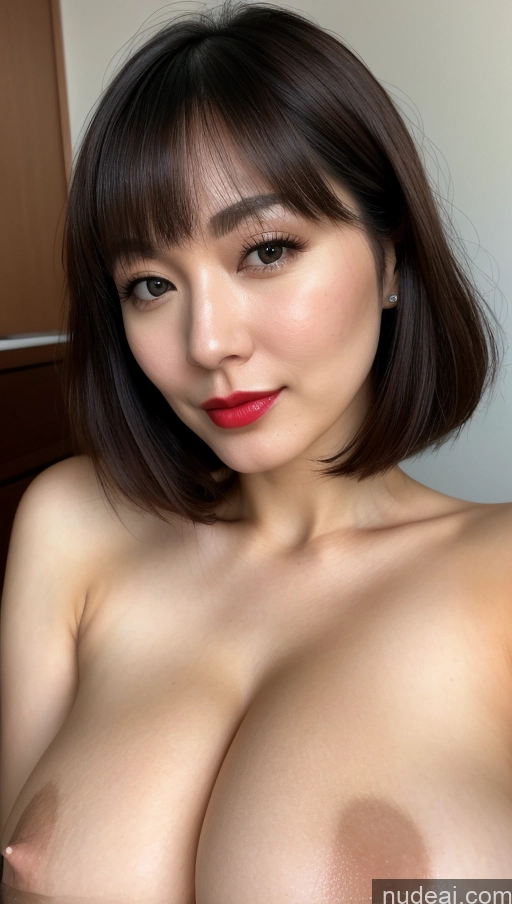 related ai porn images free for Woman One Huge Boobs Beautiful Lipstick Fairer Skin 30s Black Hair Bobcut Japanese Close-up View Detailed Simple