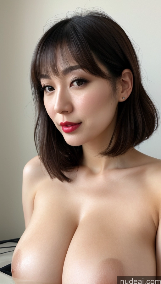 related ai porn images free for Woman One Huge Boobs Beautiful Lipstick Fairer Skin 30s Black Hair Close-up View Detailed Simple Bobcut Japanese