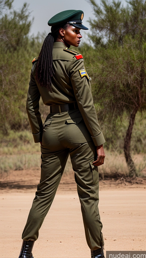 ai nude image of there is a woman in a military uniform walking on a dirt road pics of Ethiopian Woman Military Long Legs Big Ass Back View Serious