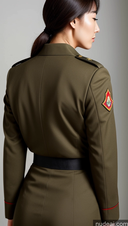 ai nude image of arafed woman in a military uniform with a red ribbon pics of Military Big Ass Korean Back View