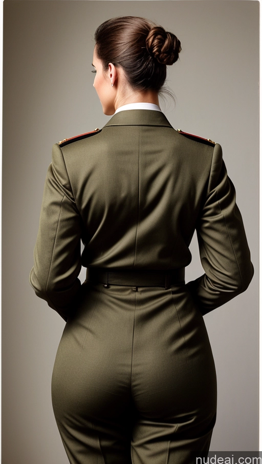 ai nude image of araffe woman in military uniform with her hands in her pockets pics of Military Big Ass Back View French