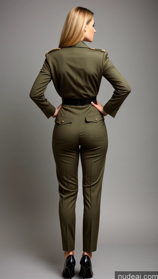 ai nude image of araffe woman in military uniform standing with her hands on her hips pics of Military Big Ass Back View French 60s