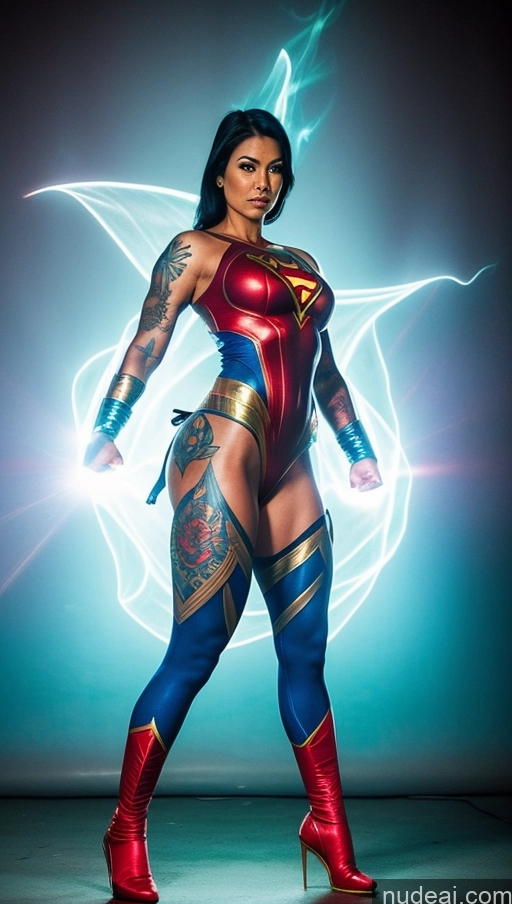 ai nude image of a woman in a costume with a sword and a tattoo pics of Tattoos Superhero Superheroine Powering Up