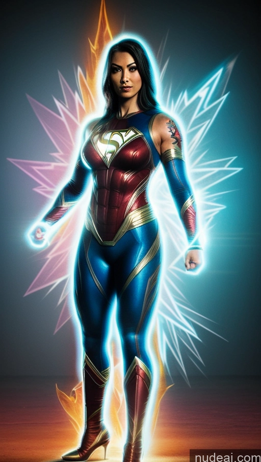 related ai porn images free for Tattoos Powering Up Neon Lights Clothes: Blue Superheroine Superhero