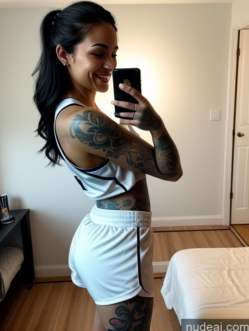 related ai porn images free for One Perfect Boobs Perfect Body Long Hair Brazilian Dark Lighting Detailed Black Hair Happy Woman Tattoos Short 20s Side View Bedroom Mirror Selfie Basketball