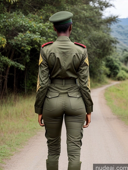 ai nude image of there is a woman in a military uniform walking down a dirt road pics of Ethiopian Spreading Legs Military Big Ass Long Legs Back View