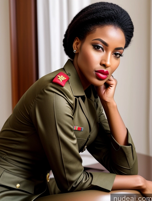 ai nude image of there is a woman in a military uniform posing for a picture pics of Ethiopian Spreading Legs Military Big Ass Long Legs Back View Pouting Lips