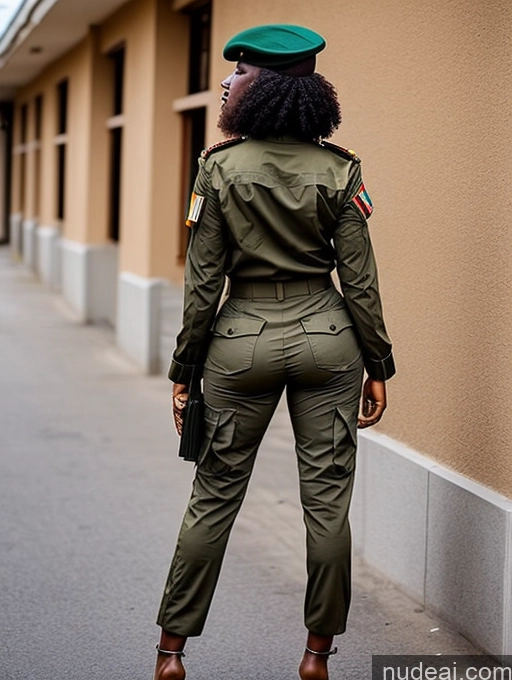 ai nude image of woman in military uniform walking down a street with a green hat pics of Beautiful 30s Nigerian Back View Big Ass Military Long Legs