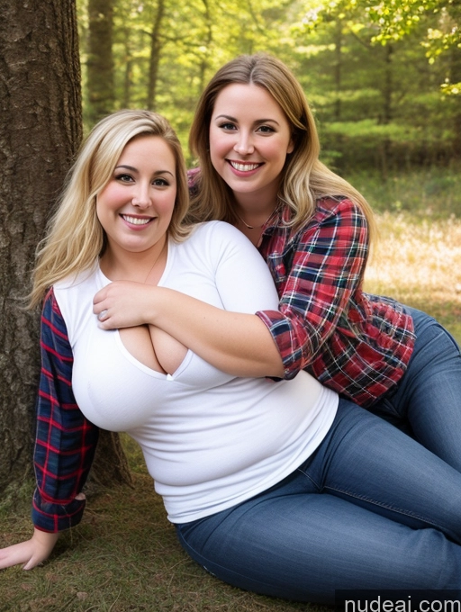 related ai porn images free for Woman Two Busty Beautiful Fat Short Pubic Hair 30s Happy Blonde British Fairer Skin Front View Straight On Back Lumberjack