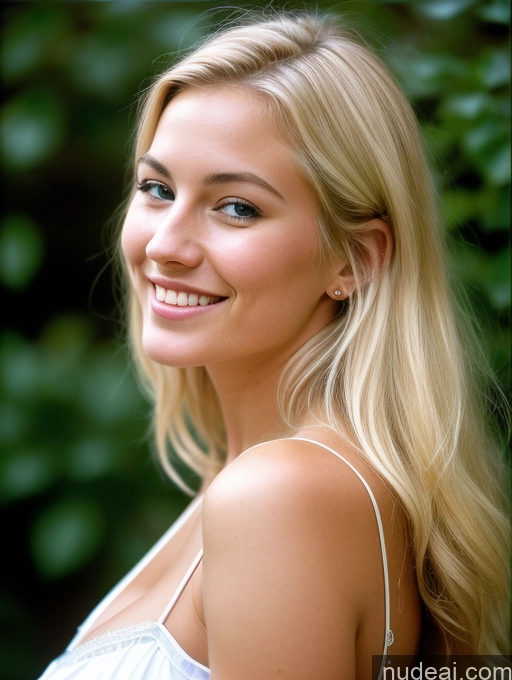 ai nude image of blond woman with blue eyes and a white top smiling pics of Nightgown Blonde Scandinavian Perfect Body Beautiful Skinny Laughing 18 Sexy Face Cleavage Bright Lighting Vintage Side View Huge Boobs Orgasm Happy