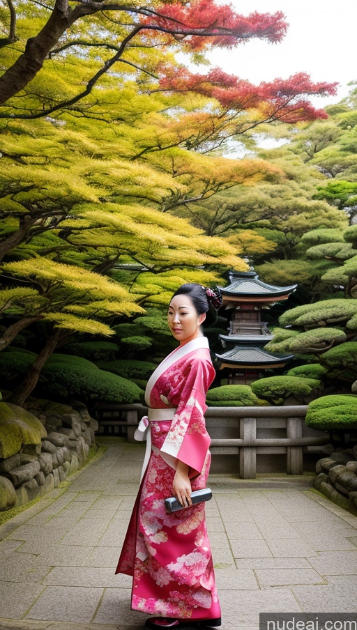 ai nude image of araffe woman in a pink kimono walking down a path pics of Kimono Regal Powering Up