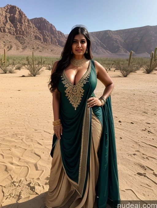 ai nude image of a woman in a green and beige sari posing for a picture pics of Oiled Body Black Hair Bangs Middle Eastern Desert Salwar Sari Steampunk Tribal Tunic Wedding Dark Lighting Detailed Dark_Fantasy_Style Milf Huge Boobs Busty Big Ass Thick Big Hips Nude Diamond Jewelry Gold Jewelry