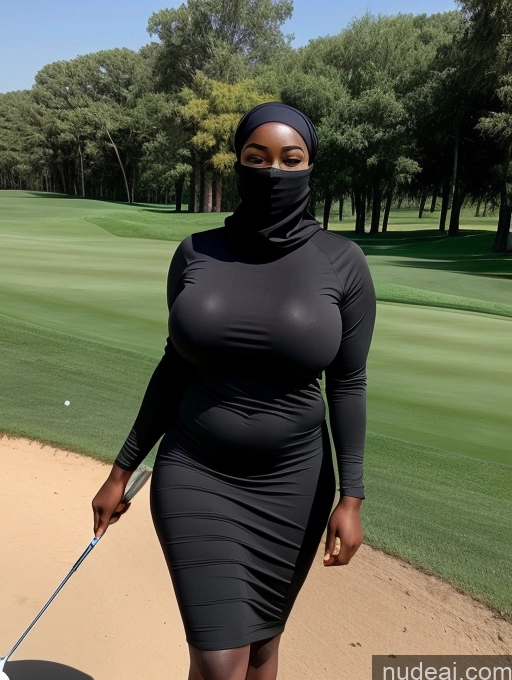 ai nude image of a pregnant woman in a black dress and a black face mask pics of Nude Niqab Thick African Huge Boobs Golf