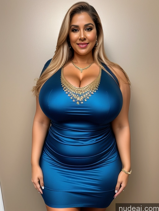 ai nude image of a close up of a woman in a blue dress posing for a picture pics of Huge Boobs Big Ass Chubby Big Hips Long Legs Long Hair Oiled Body 50s Blonde Czech Salwar Cleavage Diamond Jewelry