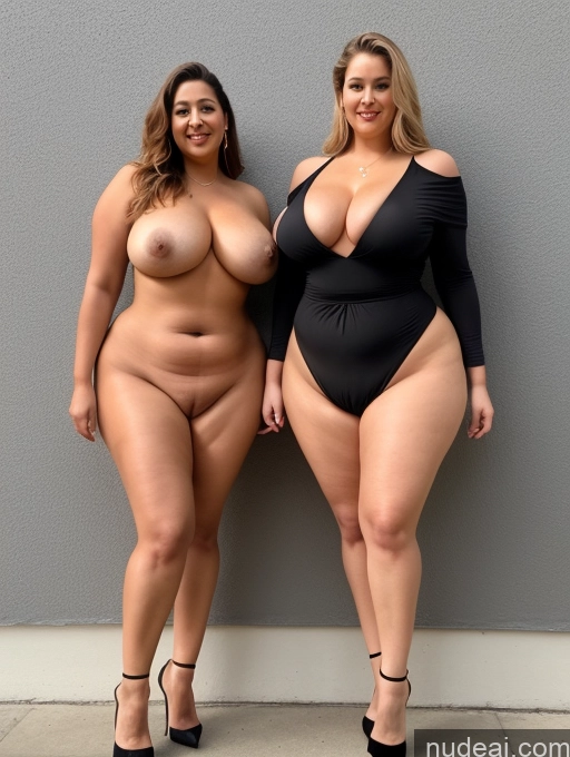 ai nude image of two women in black swimsuits posing for a picture pics of Big Hips Big Ass Tall Long Legs Chubby Thick Abs Beautiful Perfect Boobs Busty Nude High Heels Two 60s