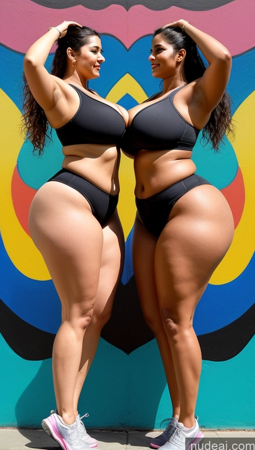 related ai porn images free for Woman + Man Huge Boobs Beautiful Big Ass Thick Big Hips Perfect Body Tanned Skin 30s Sexy Face Black Hair Indian Surrealist Gym Front View Sports Bra Yoga Pants Cleavage Detailed Fat