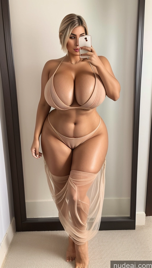 ai nude image of araffe woman in a sheered dress taking a selfie in a mirror pics of Bimbo One Huge Boobs Perfect Boobs Big Ass Thick Chubby Big Hips Perfect Body Tanned Skin Abs Short Hair Soft + Warm Nude Long Legs Tall Salwar Partially Nude