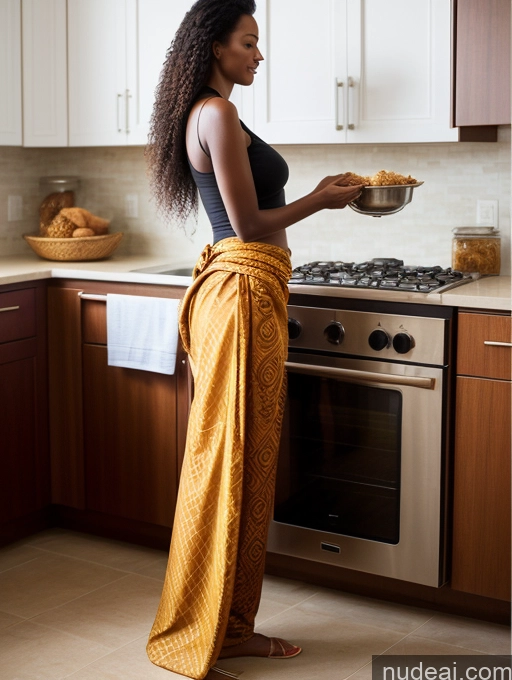 ai nude image of woman in a kitchen preparing food in a bowl on a stove pics of Ethiopian Big Ass Long Legs 30s Side View Cooking Harem Pants