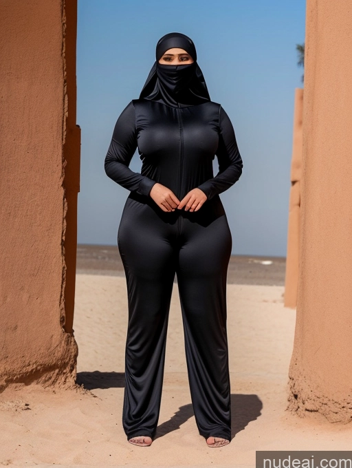 ai nude image of araffe wearing a black outfit standing in front of a building pics of Niqab Nude Thick Huge Boobs Jumpsuit