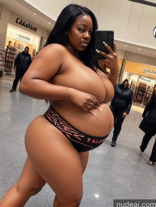 ai nude image of a woman in a bikini taking a selfie in a mall pics of Busty Huge Boobs Big Ass Thick Chubby Fat Big Hips Pregnant Dark Skin 18 Black Mall Jumpsuit Bright Lighting Detailed Dark_Fantasy_Style Belly Inflation, Cuminflation, Overeating Spandex Dress Gloves Adjusting Clothes