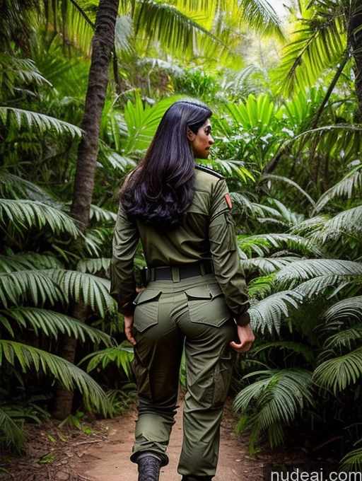 ai nude image of araffe in a military uniform walking through a jungle pics of Indian Military Big Ass 30s Back View Jungle Long Legs