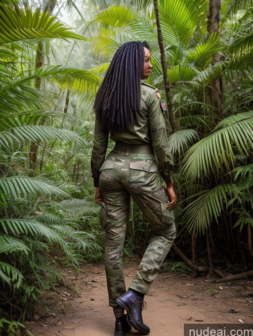 ai nude image of araffe in camouflage suit walking through a jungle with palm trees pics of Military Big Ass 30s Jungle Long Legs Ethiopian Back View T-pose