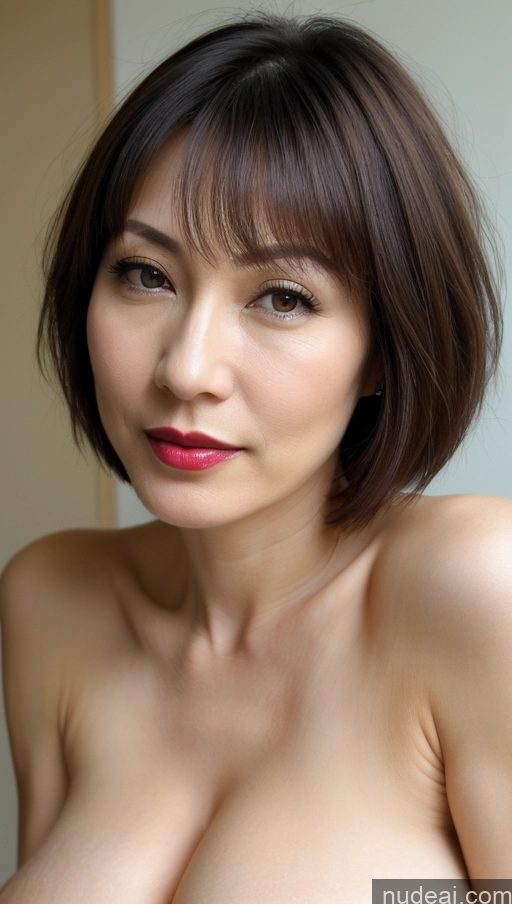 related ai porn images free for Woman One Beautiful Lipstick Fairer Skin Short Hair Close-up View Detailed Simple Huge Boobs Brunette Japanese 40s