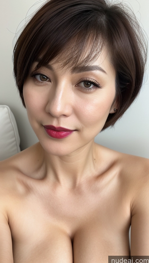 related ai porn images free for Woman One Beautiful Lipstick Fairer Skin Short Hair Close-up View Detailed Simple Huge Boobs Brunette 40s Korean