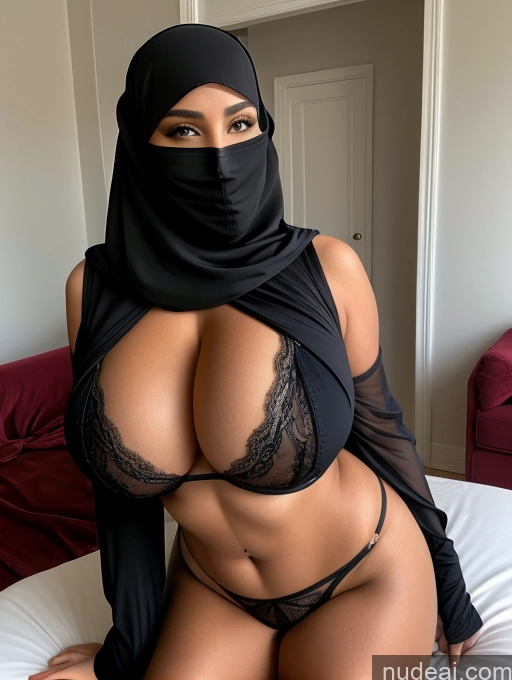 ai nude image of araffe wearing a black hijab and a black bra pics of Huge Boobs Model Niqab Nude Thick Lingerie