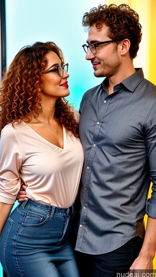 related ai porn images free for Curly Hair Club Blouse Casual Dress Jeans Long Skirt Secretary Happy Seductive Pouting Lips Sexy Face Ginger Woman + Man Oiled Body 70s Beautiful Glasses