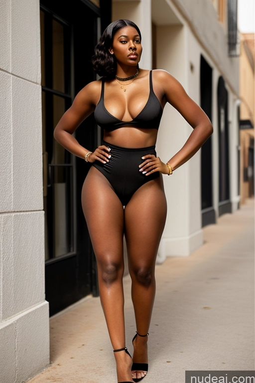 ai nude image of there is a woman in a black bikini posing for a picture pics of Long Legs Tall Partially Nude High Heels Thick Skinny Fat Big Ass Casual African Round Ass