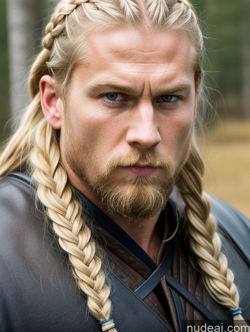 ai nude image of arafed man with long braids and a beard in a leather jacket pics of Bodybuilder Huge Boobs Muscular Big Ass Abs Big Hips 30s Angry Blonde Braided Scandinavian Viking Close-up View