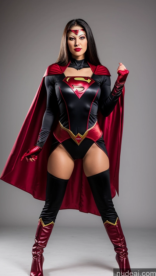 ai nude image of araffe woman in a black and red costume posing for a picture pics of Vampire Superhero Superheroine Powering Up