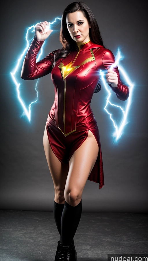 ai nude image of araffe woman in a red costume with lightning bolts in her hand pics of Vampire Mary Thunderbolt Powering Up