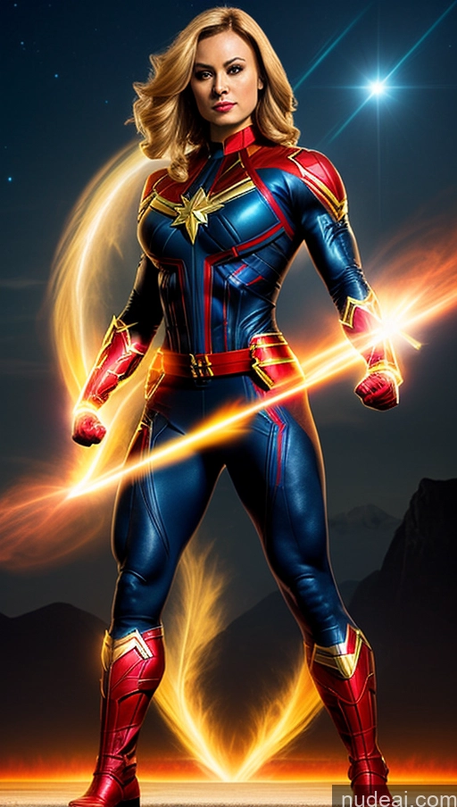 ai nude image of captain marvel is standing in front of a mountain with a glowing light pics of Vampire Powering Up Captain Marvel Bodybuilder Abs Perfect Boobs